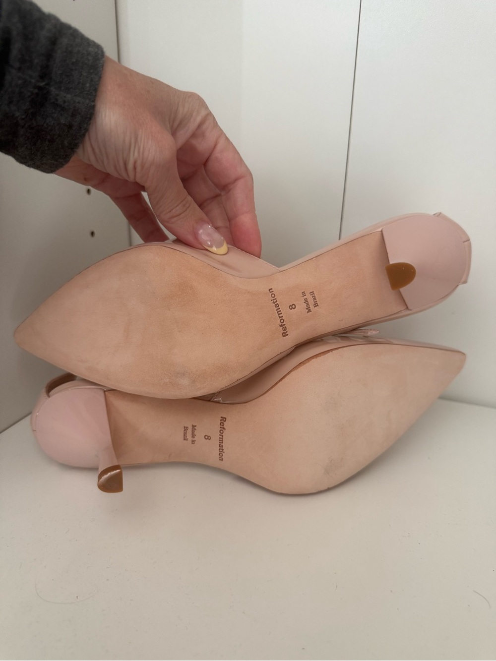 Reformation Pointed-Toe Ankle-Strap Heels in Blush Pink - Picture 4 of 4